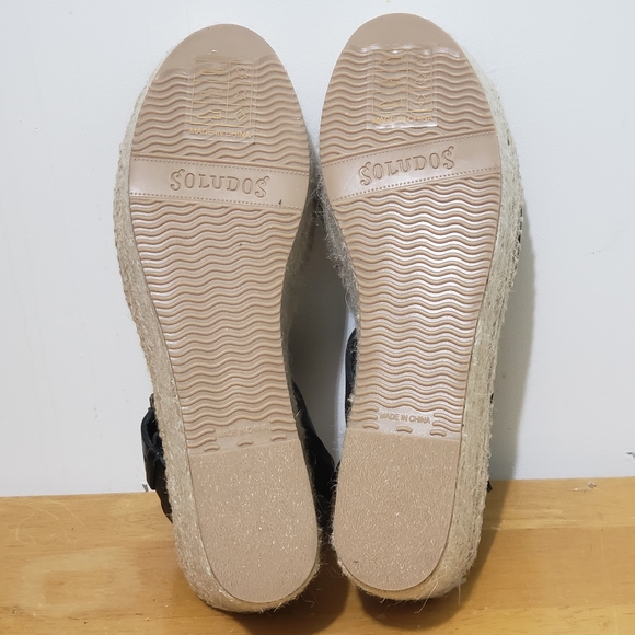 Soludos Womens 8.5 Minorca Black Espadrilles Leather Platform Buckle Strap NEW - Picture 5 of 12